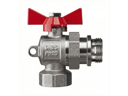 Rohový ventil k rozdelovaču bez teplomera nikel červený