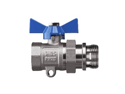 Ventil k rozdeľovaču bez teplomera MF 1" nikel - modrý
