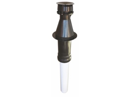 Koaxiálna plastová komínová rúra s ukončením (hliníkový vonkajší plášť) čierna - dĺžka 1330 mm (1,33 m), priemer DN 80 / 125 - dymovod pre plynový (kondenzačný) kotol
