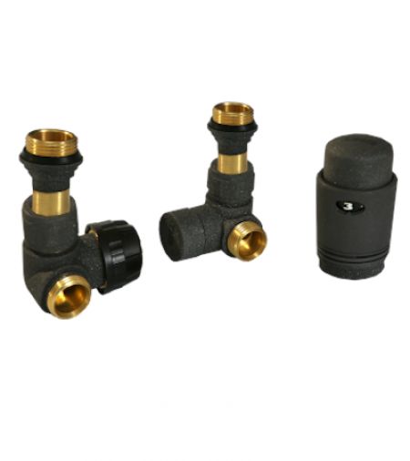 Set triaxiálny termostatický ventil šedý 1/2” x 16mm + 1/2” x 15mm