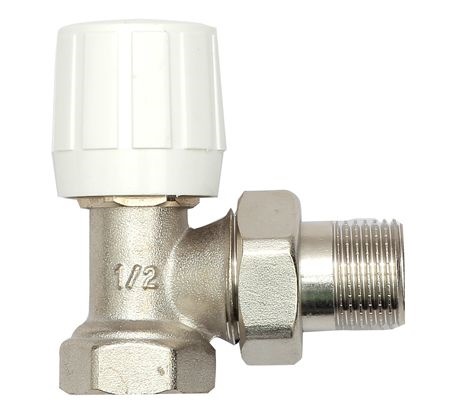 Radiátorový ventil rohový 1/2" poniklovaný