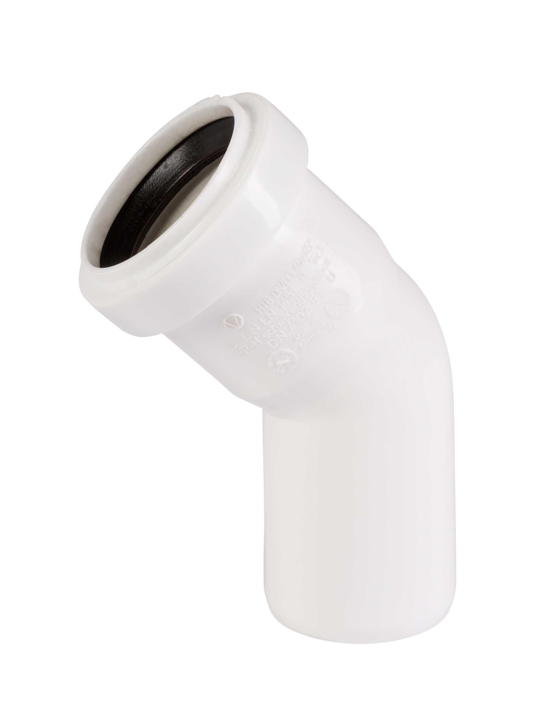 HT odpadové / kanalizačné koleno DN 40 - uhol 45 ° - HTB - biele