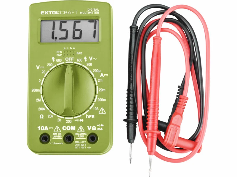 EXTOL CRAFT digitálny multimeter na meranie napätia, prúdu a odporu