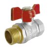 Mosazný kulový ventil - 1/2" MF červený motýl - s vnějším a vnitřním závitem