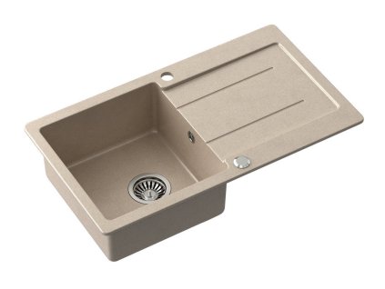 Granitový dřez s odkapem 77x44cm béžová