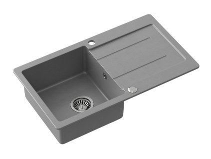 Granitový dřez s odkapem 77x44cm šedá