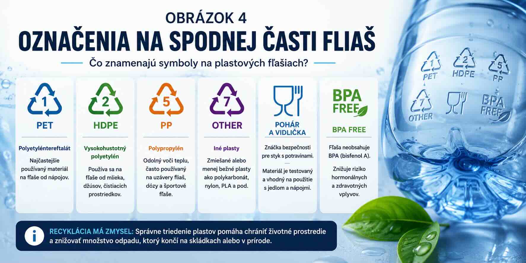 Čo znamenajú čísla a symboly na plastových fľašiach