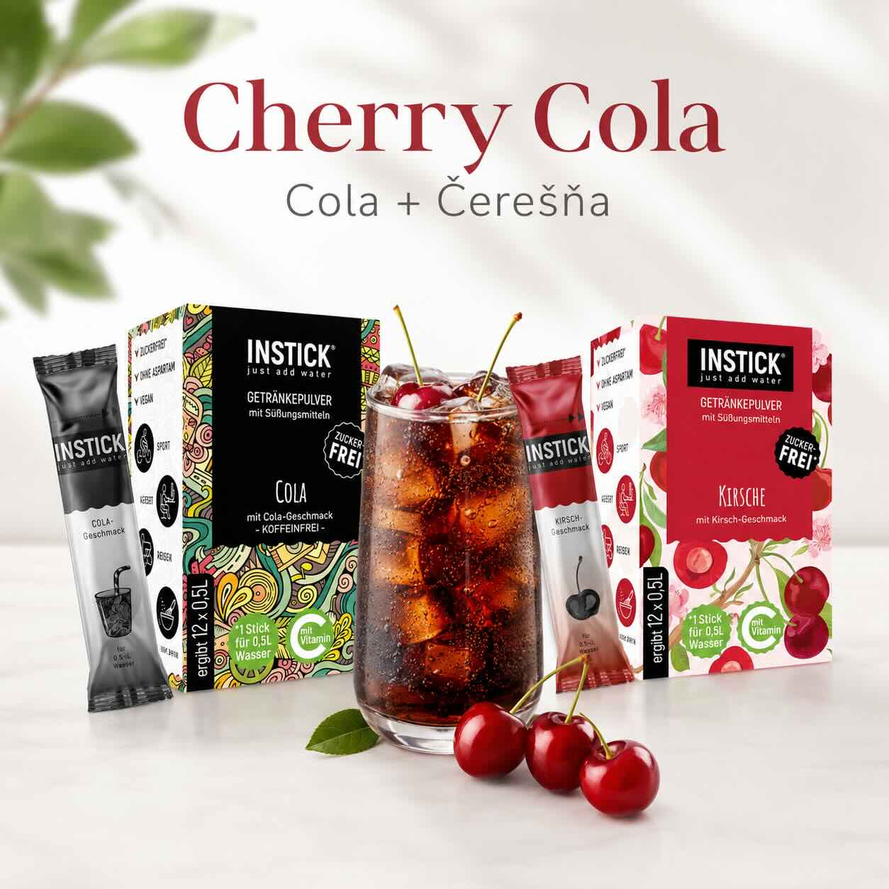 Cherry Cola bez cukru z INSTICK Coly a čerešňovej príchute
