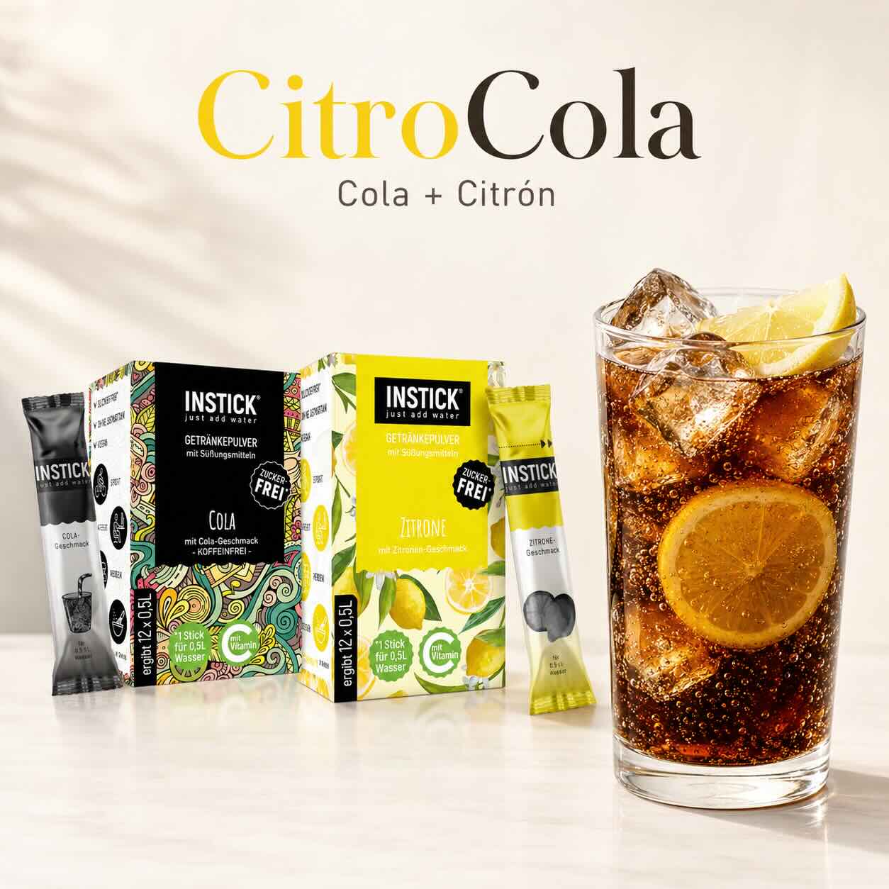 CitroCola bez cukru z INSTICK Coly a citrónovej príchute