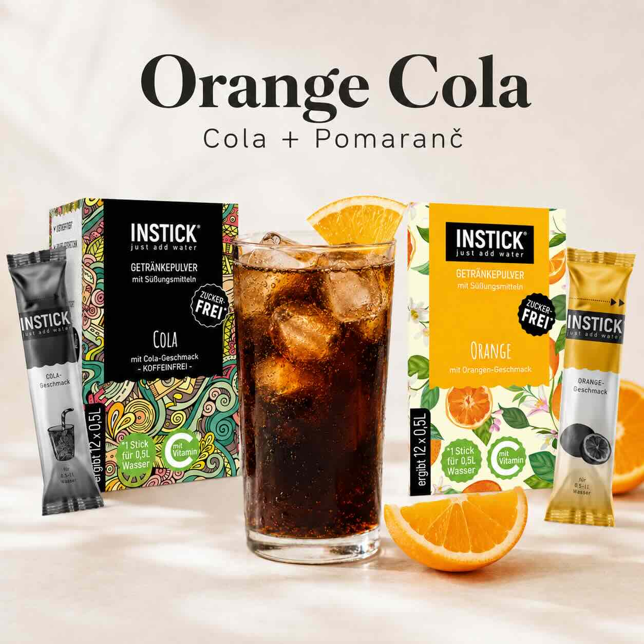 Orange Cola bez cukru z INSTICK Coly a pomarančovej príchute