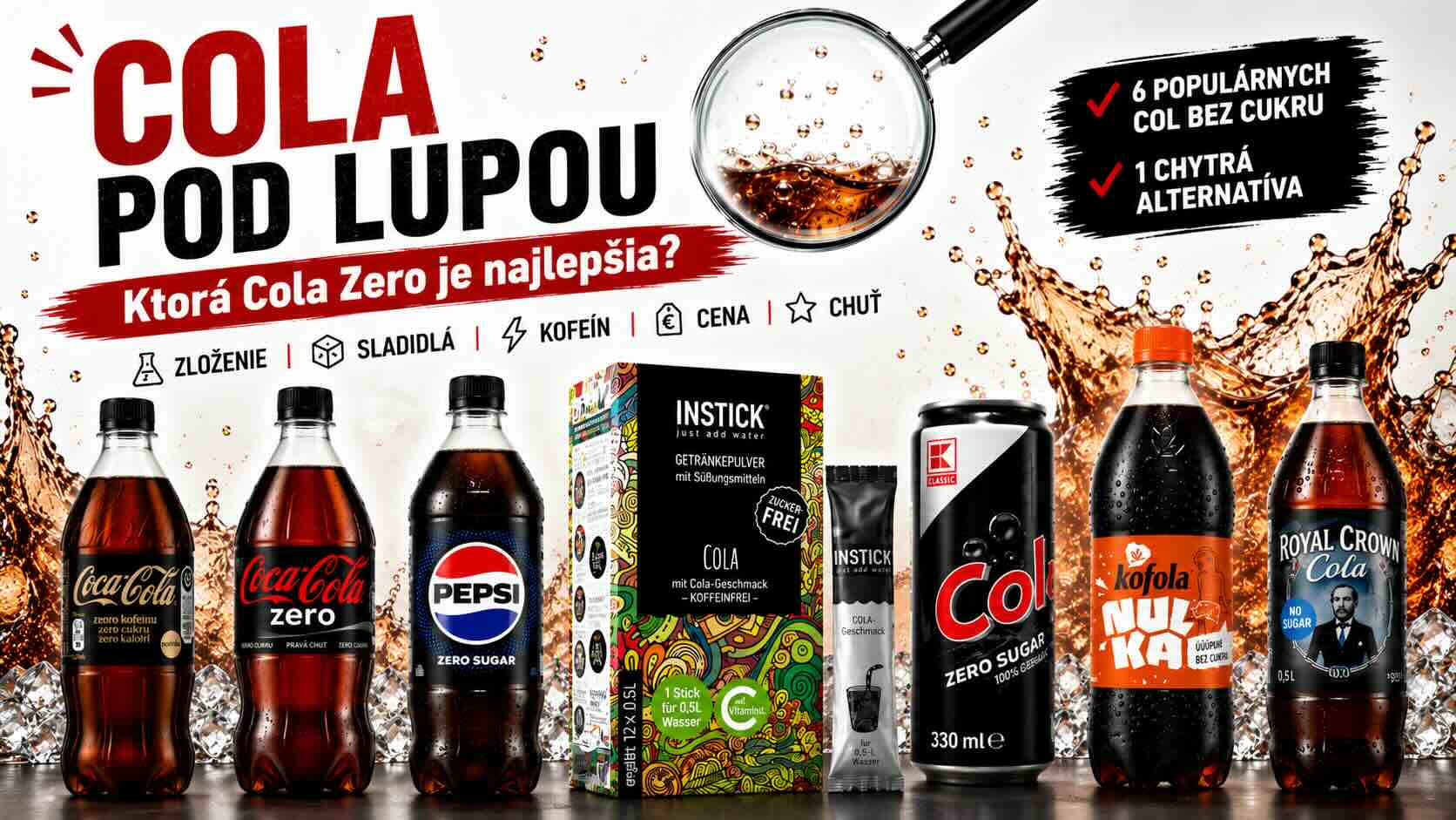Slepý test colových nápojov bez cukru