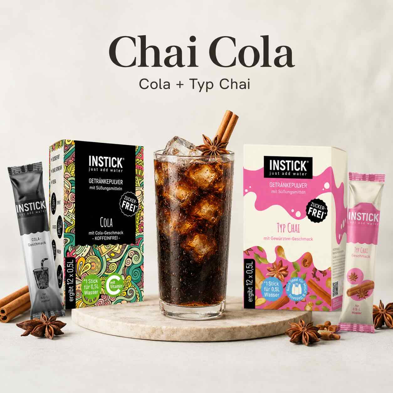Chai Cola bez cukru z INSTICK Coly a príchute Typ Chai