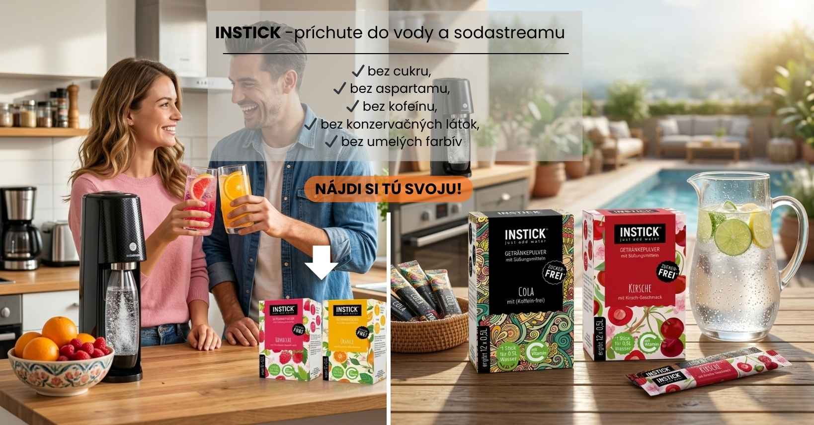 Príchute INSTICK do perlivej vody a SodaStreamu bez cukru