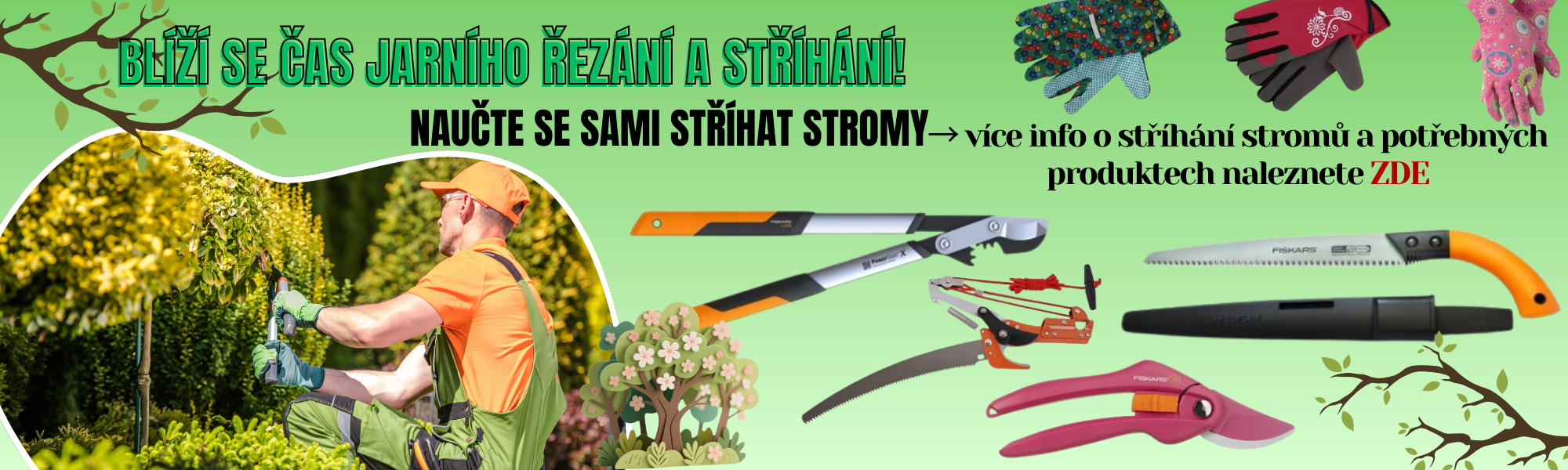 ořezávání stromů, zahradní pilky, zahradní rukavice, zahradní nůžky, nářadí do zahrady, Festa, Fiskars, Prosperplast