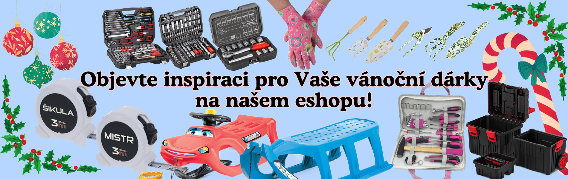 inspirace na Vánoční dárky pro celou rodinu, dětské zahradní nářadí, gola sady pro profesionály i domácí kutily, Kistenberg kufříky a organizéry, zahradní nářadí a rukavice, sady nožů Fiskars, dekorace do zahrady a domácnosti