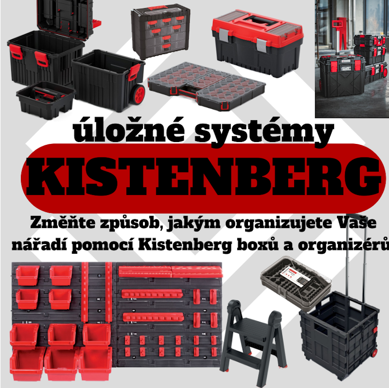 Kistenberg, Prosperplast, kufrík na nářadí, kufrík na nářadí s koly a držadlem, přepravka, závěsná stěna na náradí, box na nářadí, organizér do dílně, dílenské vybavení