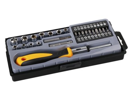 Sada ráčnový šroubovák s bity a adaptéry CrV 36ks