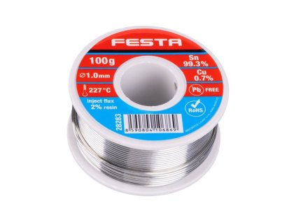 Drát pájecí trubičkový Sn 99,3%/0,7%Cu, 1mm, 100g FESTA