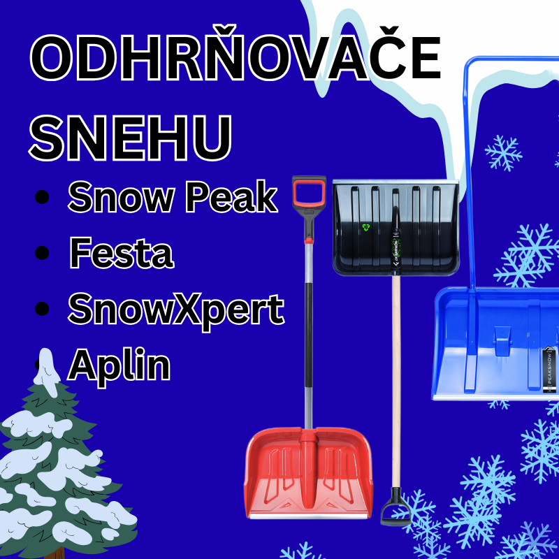 kvalitné odhrňovače snehu rôznych tvarov, značiek a veľkostí