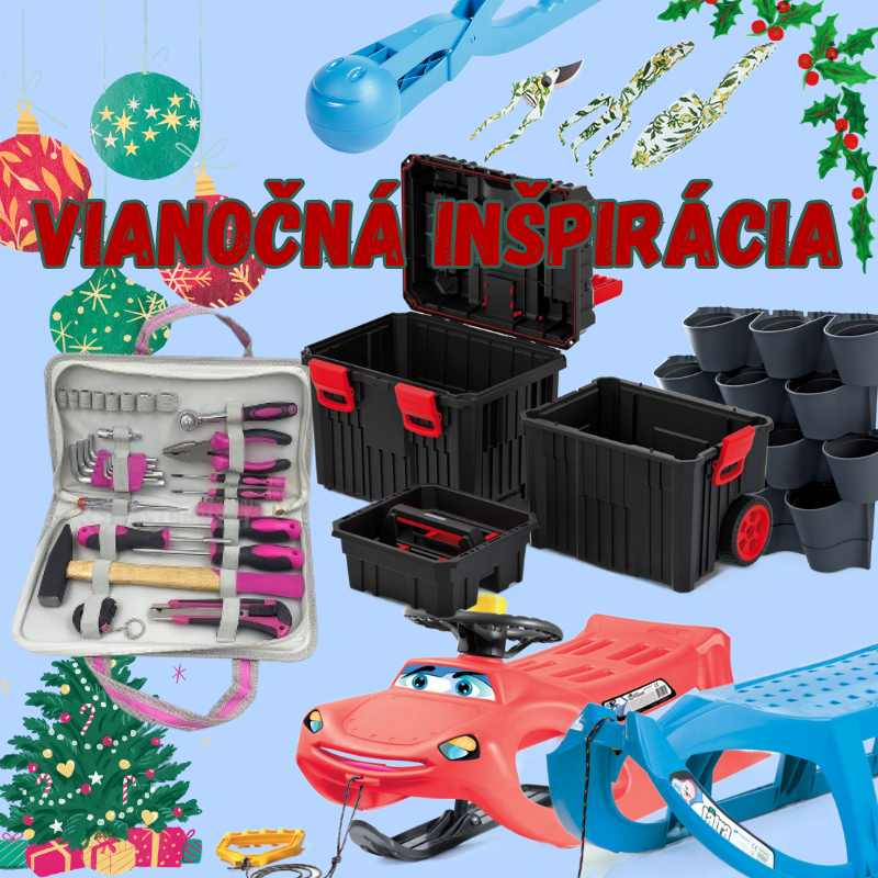 inšpirácia na Vianočné darčeky pre celú rodinu, detské záhradné náradie, gola sady pre profesionálov aj domácich kutilov, Kistenberg kufríky a organizéry, záhradné náradie a rukavice, sady nožov Fiskars, dekorácie do záhrady a domácnosti