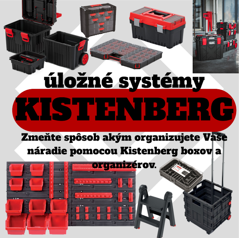 Kistenberg, Prosperplast, kufrík na náradie, kufrík na náradie s kolieskami a držadlom, prepravka, závesná stena na náradie, box na náradie, organizér do dielne, dielenské vybavenie