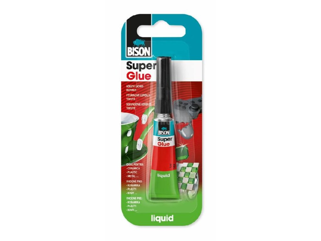 lepidlo sekundové Super Glue Liquid 3g - blister Bison
