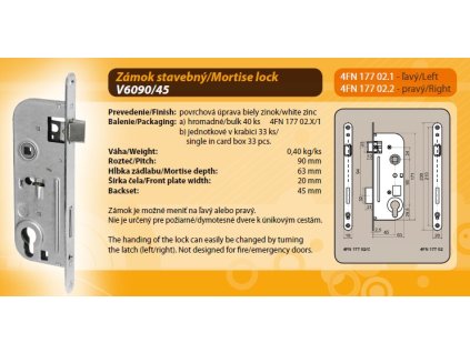 zámok zadlabávací 6/90-45 V vlož P/L 4FN17702.1 stavebný