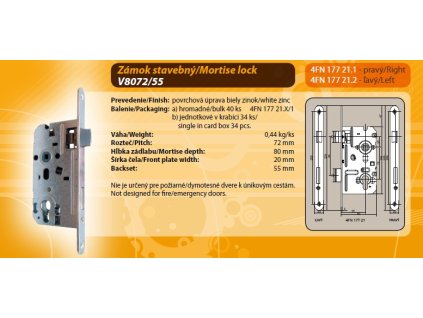 zámok zadlabávací 8/72-55 V vlož P/L 4FN17721.1 stavebný