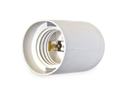 objímka plastová hladká, E27/80, 250 V, 4 A, biela