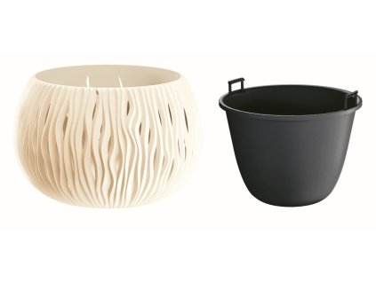 kvetináč 23,8cm BOWL SANDY DSK240-CY728 krémový plastový PROSPERPLAST