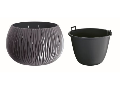 kvetináč 23,8cm BOWL SANDY DSK240-S433 antracit plastový PROSPERPLAST