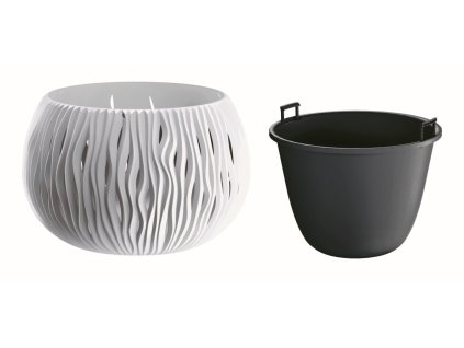 kvetináč 14,4cm BOWL SANDY DSK150-S449 biely plastový PROSPERPLAST