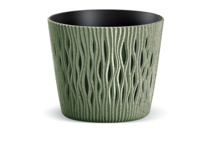 kvetináč 22,5cm SANDY ROUND ECO WOOD DSR220W-2262W zelený plastový