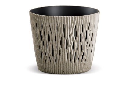kvetináč 22,5cm SANDY ROUND ECO WOOD DSR220W-4665W naturo plastový