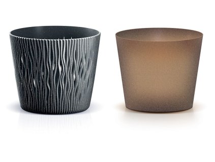 kvetináč 22,5cm SANDY ROUND ECO WOOD DSR220W-S433W antracit plastový