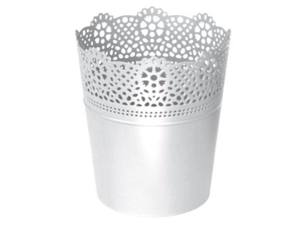 kvetináč 11,2cm LACE DLAC115-S449 biely plastový PROSPERPLAST