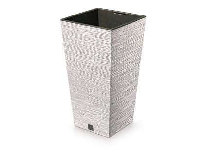 kvetináč 26,5cm FURU SQUARE ECO WOOD DFSH265W-S449W biely plastový