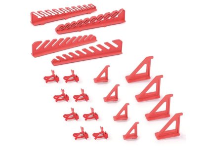 Držiak na stenu na náradie sada 20ks BINEER HOOKS KBH20-3020 červený plast
