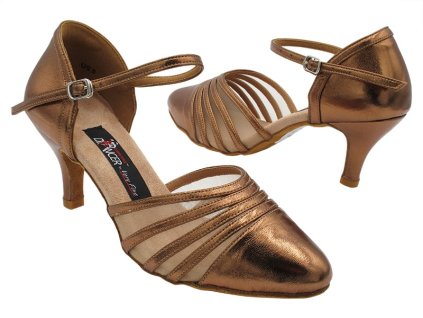 cd6033 63 dark tan gold leather flesh mesh 1