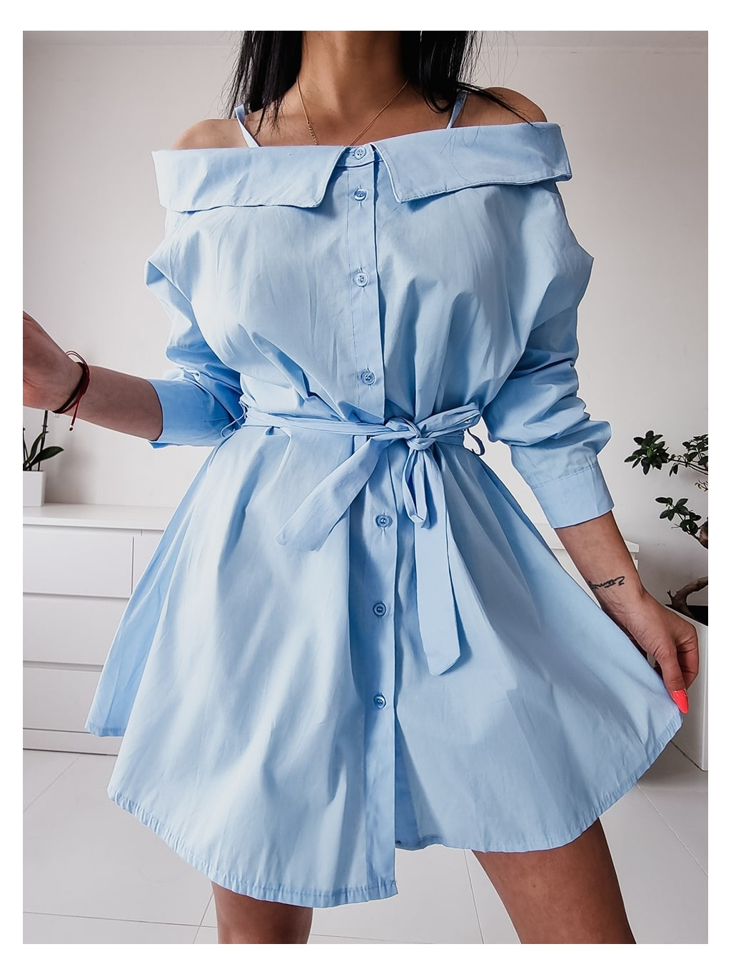 Dámske košeľové šaty Melinda - modré