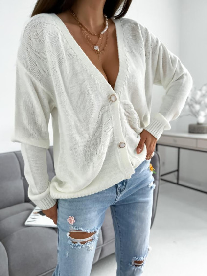 Oversize sveter na gombíky Latoya - ecru