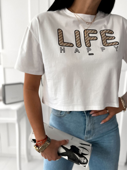 Dámske bavlnené tričko Life - biele