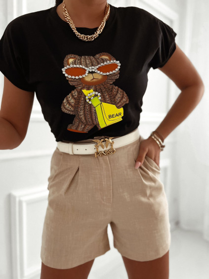 Bavlnené tričko s krátkym rukávom Kezia - čierne