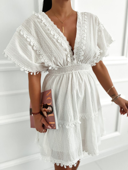 Bavlnené Boho šaty Esperanza - biele