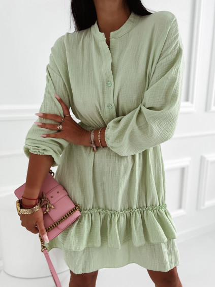 Krátke mušelínové šaty Frederica - zelené