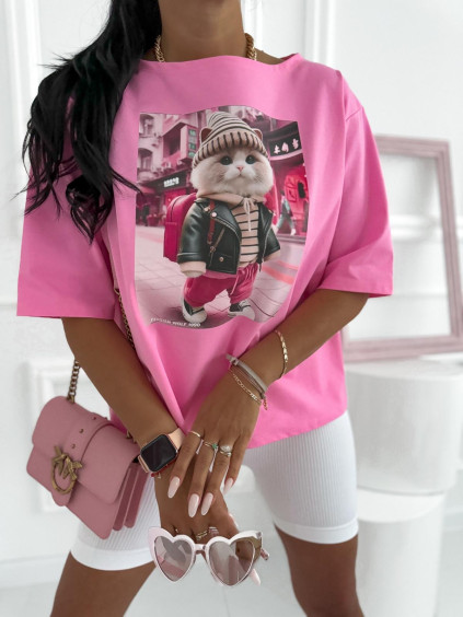 Dámske oversize tričko Cattie - ružové