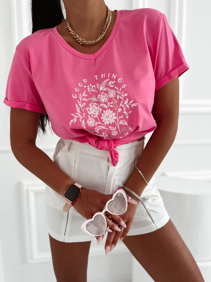 Dámske bavlnené tričko Tracy - ružové