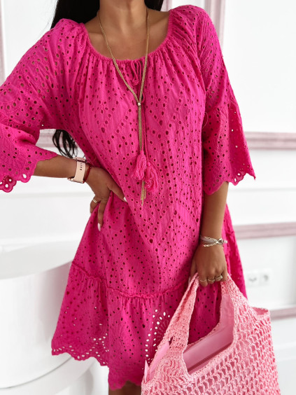 Voľné madeirové šaty Sabrina - ružové magenta