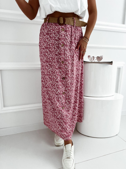 Bavlnená midi sukňa Violeta - ružová