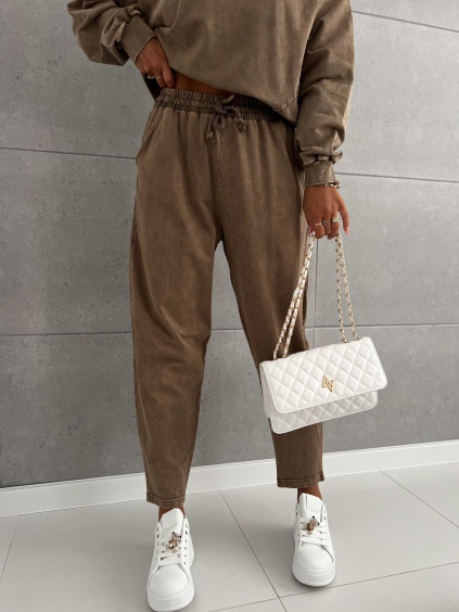 Oversize batikované tepláky Rayen - hnedé